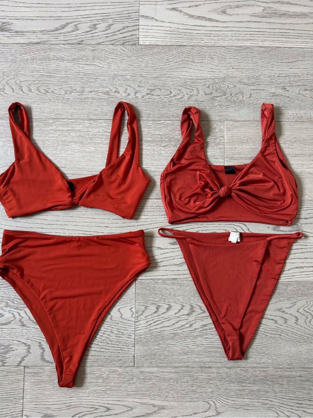 naked wardrobe Rust Red Bikini Set - Two Tops & Two Bottoms